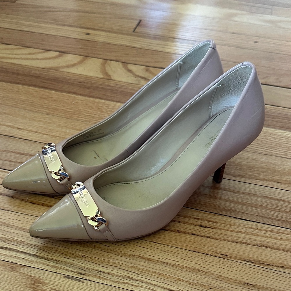 Coach Nude Heels with Gold Detail